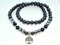 Pánske šperky - Pánsky náhrdelník strom života,  láva,  hematit, matný ónyx - 16424206_
