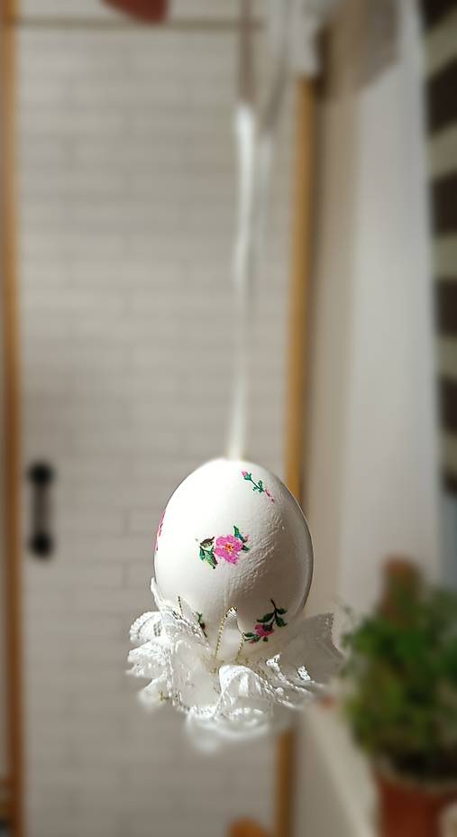 Dekorácie - Romantické vajíčka s čipkou - 16423353_