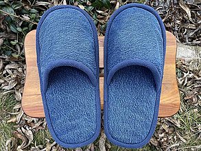 Ponožky, pančuchy, obuv - Veľké modré papuče z retro rifloviny - 16422920_