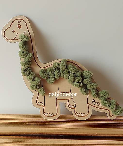 Zvieratká na drevenej šablóne s vlnou puffy fine (Dinosaurus)