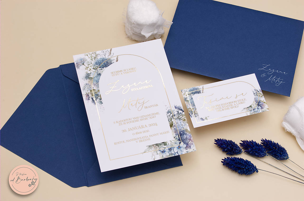 Svadobné oznámenie s metalickým zlátením B#92A