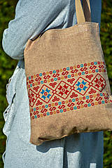 Nákupné tašky - Taška s ľanovou textúrou - motív Heľpa - 16423013_