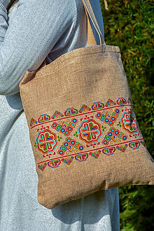 Nákupné tašky - Taška s ľanovou textúrou - motív Liptovké Revúce - 16423029_