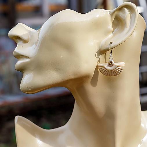 Náušnice - Náušnice zo striebra a mamutoviny - Lúče - 16425193_