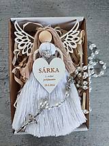 Dekorácie - Darček na prvé sväté prijímanie, macrame anjelik a ruzenček - 16424806_