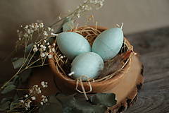 Dekorácie - Veľkonočné vajíčko - sviečka (belasé) - 16425960_