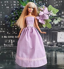 Hračky - Lilavé dlhé šaty pre Barbie - 16424939_