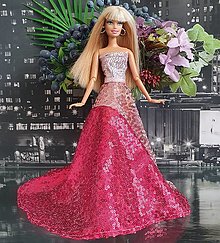 Hračky - Princeznovské flitrové šaty pre Barbie - 16424987_