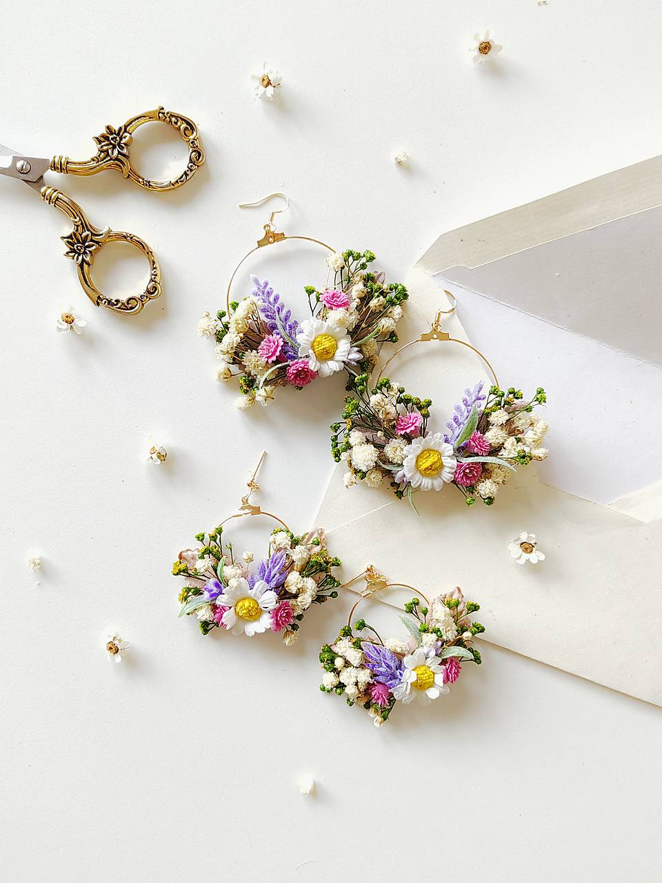 Kvetinové náušnice "vôňa jarnej lúky"