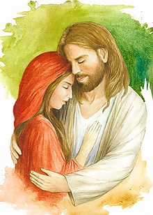 Obrazy - Ježiš a Magdaléna, autorský print - 16424608_