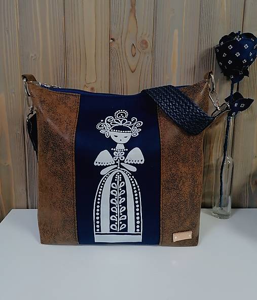 Kabelky - Modrotlačová kabelka Agáta vintage hnedá 1 - 16425849_