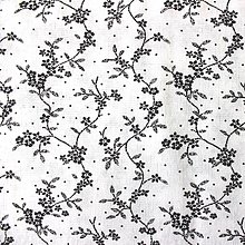 Textil - Čierne kvety na bielej - 16427448_