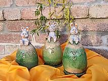 Dekorácie - Keramický zajačik s vajcom - 16427027_