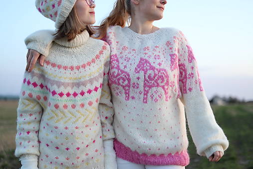 PRIADKA pletený sveter s nórskym vzorom Unicorns