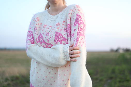 PRIADKA pletený sveter s nórskym vzorom Unicorns