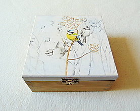Úložné priestory & Organizácia - Drevená krabička Tri sýkorky - 16428203_