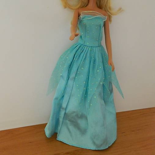 Hračky - Plesové Barbie šaty (belasé dlhé šaty) - 16428964_