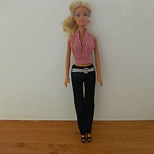 Hračky - Dvojkomplety pre Barbie (Čierne nohavice a ružový top) - 16428925_