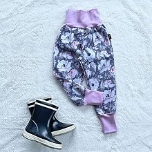 Detské oblečenie - Zimné softshellové nohavice ružové kvety - 16428194_