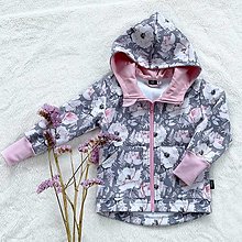 Detské oblečenie - Softshellová bunda staroružová s ružovými kvetmi - 16428235_