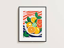 Grafika - Print Art| Miska s pomarančmi na farebnom pozadí - 16430670_