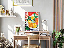 Grafika - Print Art| Miska s pomarančmi na farebnom pozadí - 16430681_