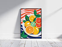 Grafika - Print Art| Miska s pomarančmi na farebnom pozadí - 16430685_