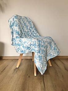 Detský textil - Puffy deka do kočíka 100x80cm modro-biela - 16430441_
