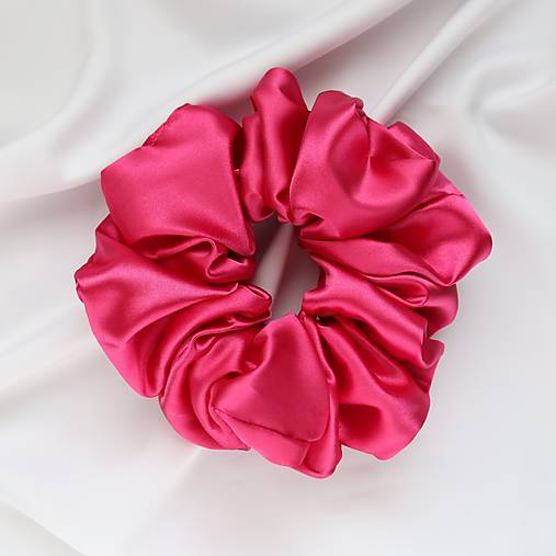 Ozdoby do vlasov - Saténová scrunchie | MAXI (Cyklámenová) - 16428523_