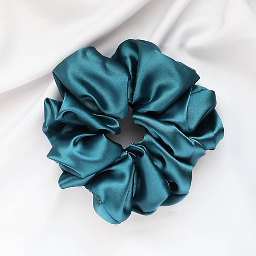 Ozdoby do vlasov - Saténová scrunchie | MAXI (Petrolejová) - 16428530_