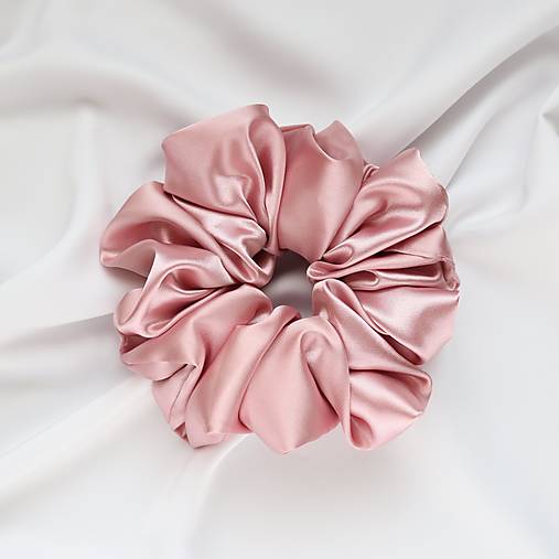 Ozdoby do vlasov - Saténová scrunchie | MAXI (Svetloružová) - 16428540_
