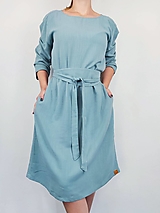 Šaty - Dámske ľanové šaty s vreckami - 16429018_
