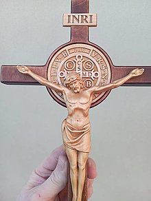 Darčeky pre svadobčanov - Benediktínský drevený kríž - 16430727_