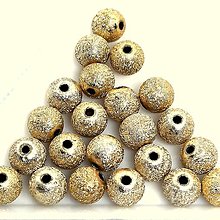 Korálky - Kovové zvrásnené korálky 8mm-1ks (zlatá svetlá) - 16432208_