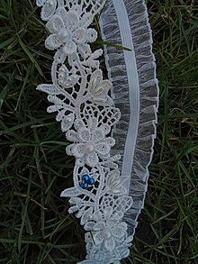 Spodná bielizeň - svadobný podväzok Ivory - kráľovská modrá 23 - 16432164_