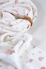 Šatky - Dámska exkluzívna šatka zo 100% ľanu s romantickými kvetmi "Linen rose" - 16431536_