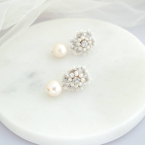 Vintage náušnice s riečnymi perlami
