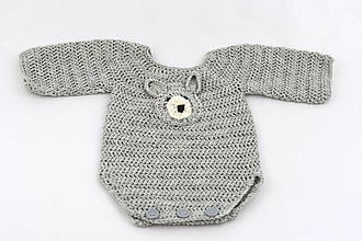 Detské oblečenie - Šedé body pre novorodenca zajko MERINO - 16432369_
