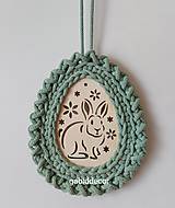 Dekorácie - Handmade háčkované dekorácie z kvalitných šnúr na Veľkú noc, jarná dekorácia (Zajačik, farba aloe) - 16433189_