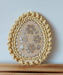 Dekorácie - Handmade háčkované dekorácie z kvalitných šnúr na Veľkú noc, jarná dekorácia (Kvietky 4, farba banana shake) - 16433210_