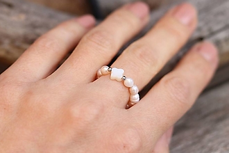 Prstene - Perlový prsteň - perly, srdce (štvorlístok - striebro) - 16431727_