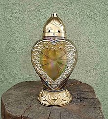 Iný materiál - Dušičky - kahanec na hrob  Srdce zlaté - 16435981_