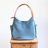 Veľké tašky - Kožená "HOBO" kabelka *ocean blue* - 16434358_