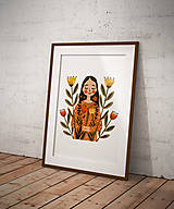 Grafika - Print Art| Škandinávsky jar| Dievča objímajúce kvety - 16437165_