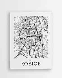Obrazy - Mapa mesta KOŠICE - moderný minimalistický plagát - 16435460_