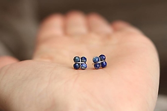 Náušnice - Napichovačky z minerálu lapis lazuli (Strieborná) - 16435510_