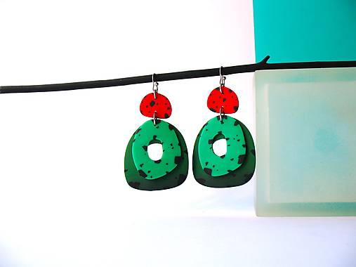 Náušnice - ,,Duo Green,, - 16437926_