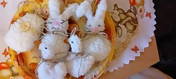 Dekorácie - Zajačik, húska, vajíčko z kožušinky - 16437253_