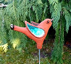 Dekorácie - Keramický vtáčik do záhrady - 16438414_