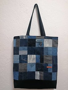 Veľké tašky - Väčšia taška z recyklovanej rifloviny - 16437326_
